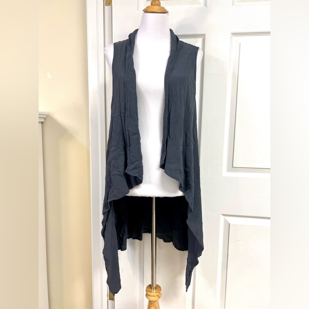 P. Cill Cotton lagenlook Tunic Cardigan Long black pockets coquette womens S